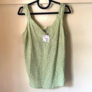 Marfinno sage green and cream polka dot sleeveless blouse